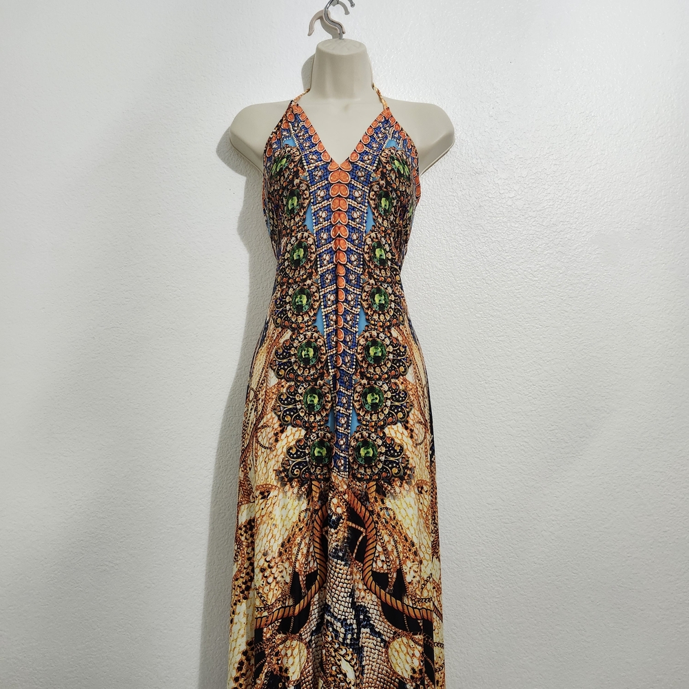 VER$ACE $TYL Colorful Halter Maxi Dress PREOWNED